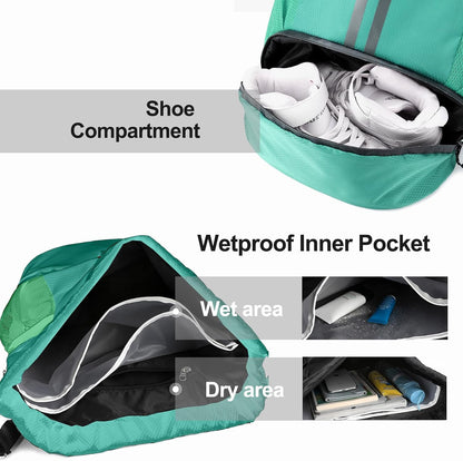 Sports Drawstring Backpack - Swim Gym Bag for Women and Men | String Bag with Shoes Compartment & Wet Proof Pocket, Adjustable Wider Shoulder Strap, For Soccer, Basketball