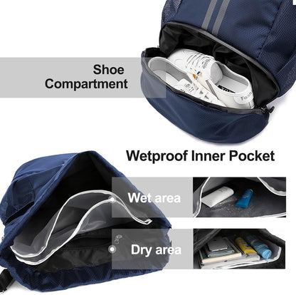 Sports Drawstring Backpack - Swim Gym Bag for Women and Men | String Bag with Shoes Compartment & Wet Proof Pocket, Adjustable Wider Shoulder Strap, For Soccer, Basketball