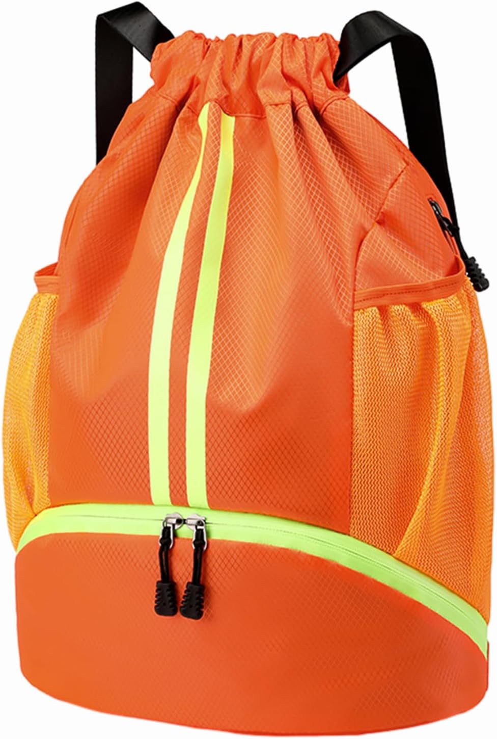 Sports Drawstring Backpack - Swim Gym Bag for Women and Men | String Bag with Shoes Compartment & Wet Proof Pocket, Adjustable Wider Shoulder Strap, For Soccer, Basketball