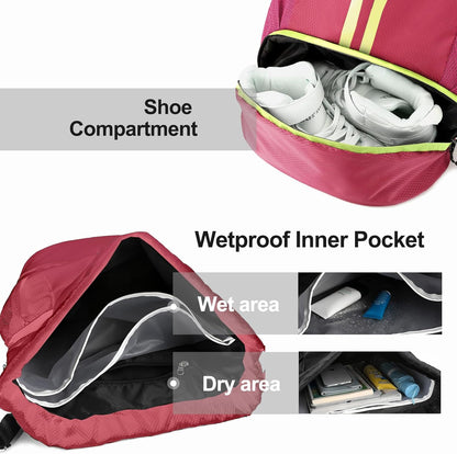 Sports Drawstring Backpack - Swim Gym Bag for Women and Men | String Bag with Shoes Compartment & Wet Proof Pocket, Adjustable Wider Shoulder Strap, For Soccer, Basketball