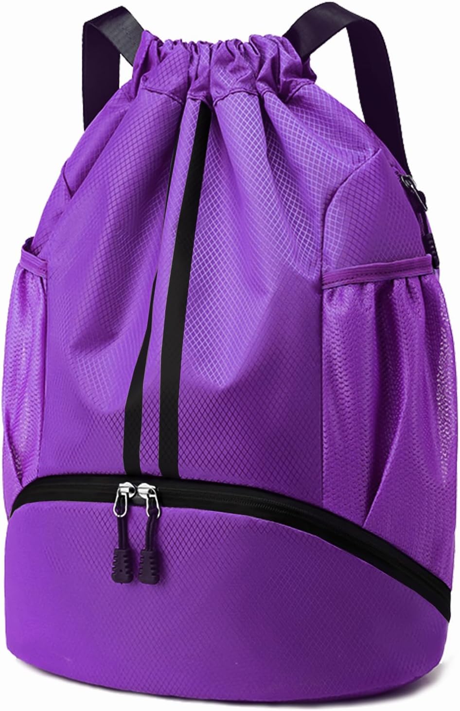 Sports Drawstring Backpack - Swim Gym Bag for Women and Men | String Bag with Shoes Compartment & Wet Proof Pocket, Adjustable Wider Shoulder Strap, For Soccer, Basketball