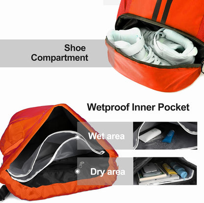 Sports Drawstring Backpack - Swim Gym Bag for Women and Men | String Bag with Shoes Compartment & Wet Proof Pocket, Adjustable Wider Shoulder Strap, For Soccer, Basketball