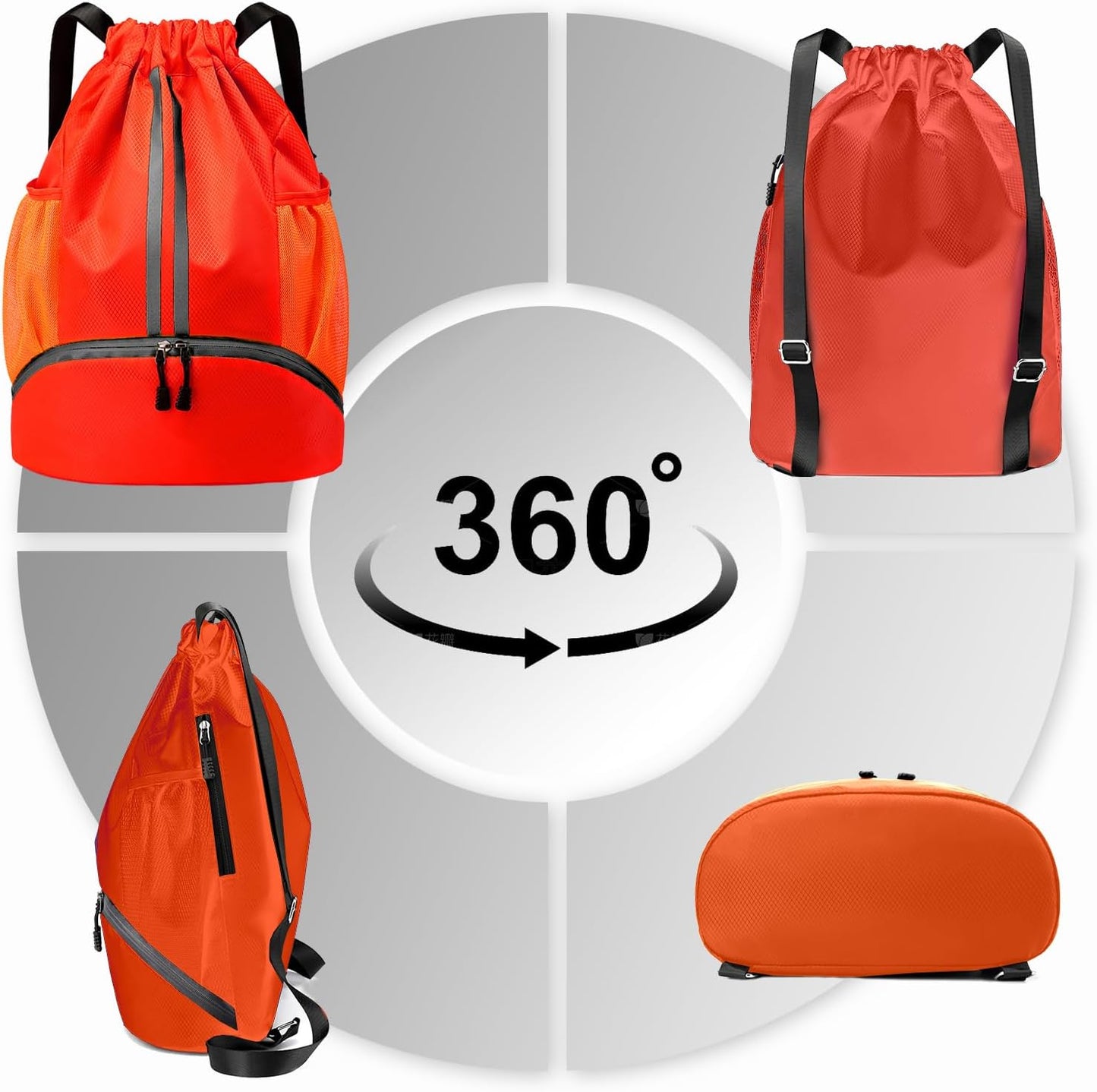 Sports Drawstring Backpack - Swim Gym Bag for Women and Men | String Bag with Shoes Compartment & Wet Proof Pocket, Adjustable Wider Shoulder Strap, For Soccer, Basketball