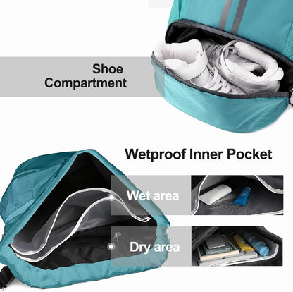 Sports Drawstring Backpack - Swim Gym Bag for Women and Men | String Bag with Shoes Compartment & Wet Proof Pocket, Adjustable Wider Shoulder Strap, For Soccer, Basketball