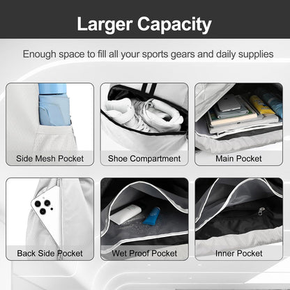 Sports Drawstring Backpack - Swim Gym Bag for Women and Men | String Bag with Shoes Compartment & Wet Proof Pocket, Adjustable Wider Shoulder Strap, For Soccer, Basketball