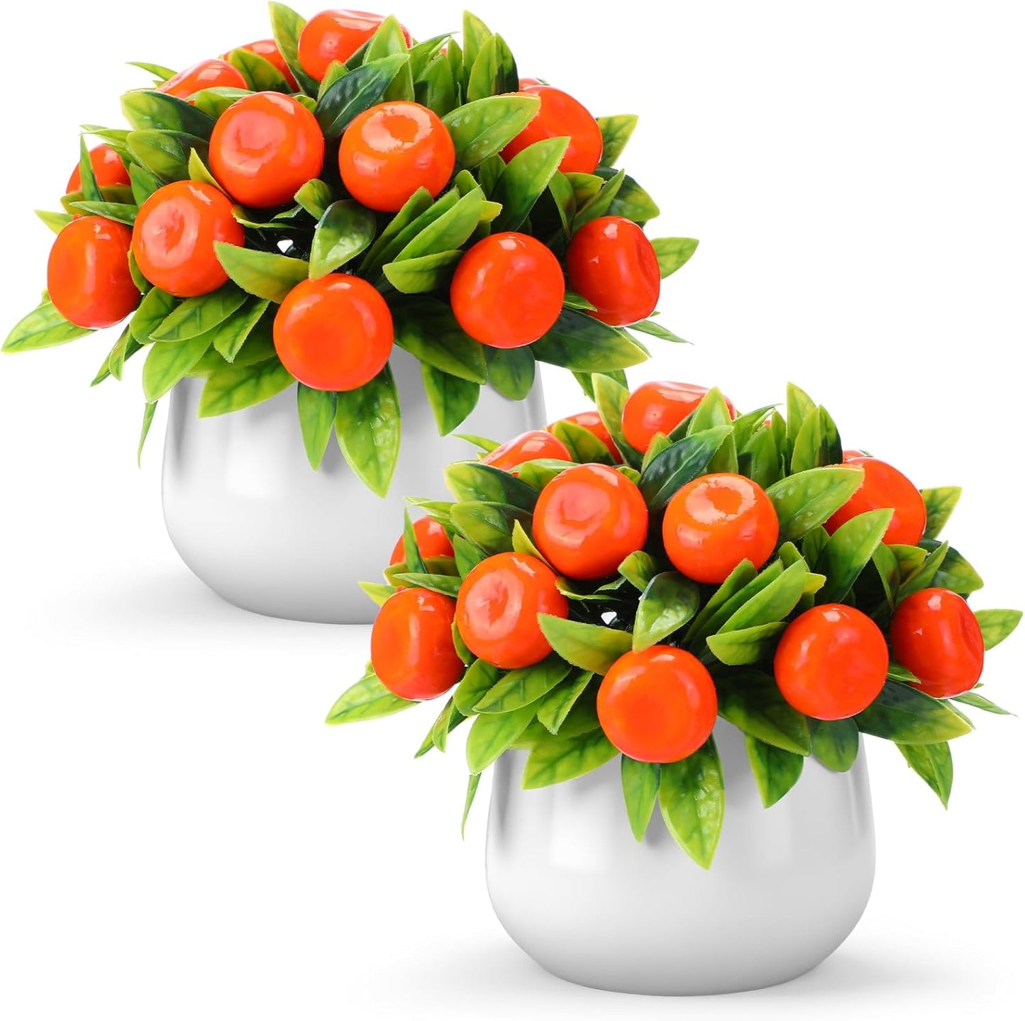 2 Pack Artificial Peach Potted Plants 21.65 Inches Fake Peach Tree Simulation Realistic Fruit Plant with Pot Faux Tree Indoor Decoration for Home Office Living Room Table Desk