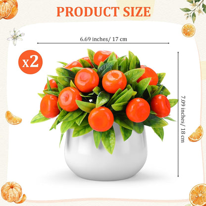 2 Pack Artificial Peach Potted Plants 21.65 Inches Fake Peach Tree Simulation Realistic Fruit Plant with Pot Faux Tree Indoor Decoration for Home Office Living Room Table Desk