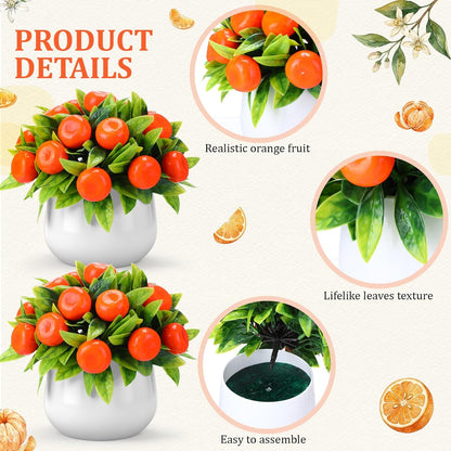 2 Pack Artificial Peach Potted Plants 21.65 Inches Fake Peach Tree Simulation Realistic Fruit Plant with Pot Faux Tree Indoor Decoration for Home Office Living Room Table Desk