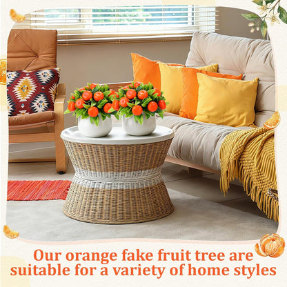 2 Pack Artificial Peach Potted Plants 21.65 Inches Fake Peach Tree Simulation Realistic Fruit Plant with Pot Faux Tree Indoor Decoration for Home Office Living Room Table Desk