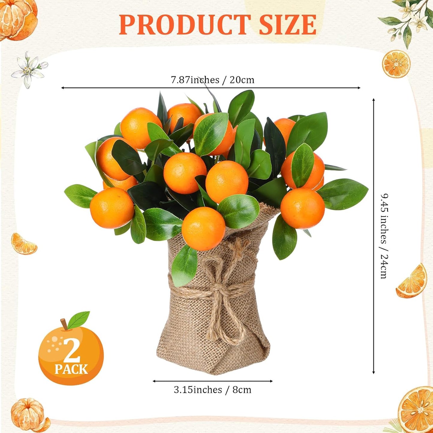 2 Pack Artificial Peach Potted Plants 21.65 Inches Fake Peach Tree Simulation Realistic Fruit Plant with Pot Faux Tree Indoor Decoration for Home Office Living Room Table Desk