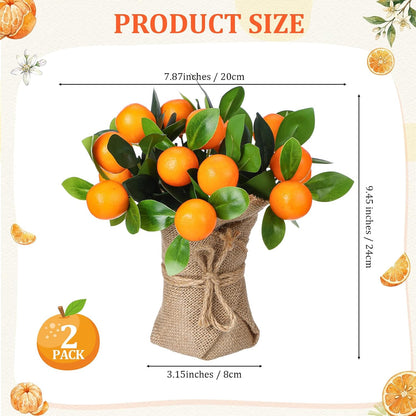 2 Pack Artificial Peach Potted Plants 21.65 Inches Fake Peach Tree Simulation Realistic Fruit Plant with Pot Faux Tree Indoor Decoration for Home Office Living Room Table Desk