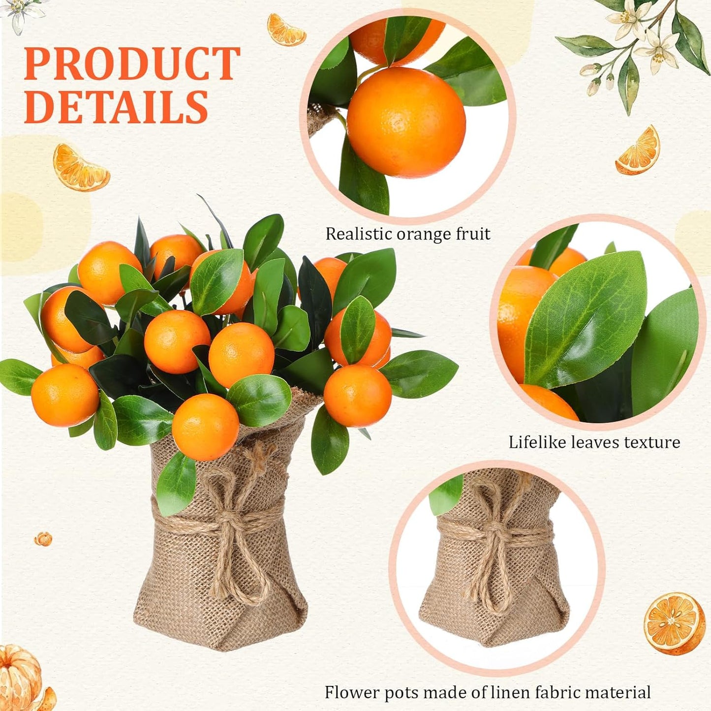 2 Pack Artificial Peach Potted Plants 21.65 Inches Fake Peach Tree Simulation Realistic Fruit Plant with Pot Faux Tree Indoor Decoration for Home Office Living Room Table Desk