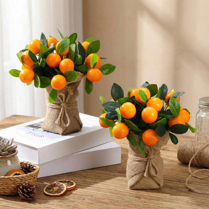 2 Pack Artificial Peach Potted Plants 21.65 Inches Fake Peach Tree Simulation Realistic Fruit Plant with Pot Faux Tree Indoor Decoration for Home Office Living Room Table Desk
