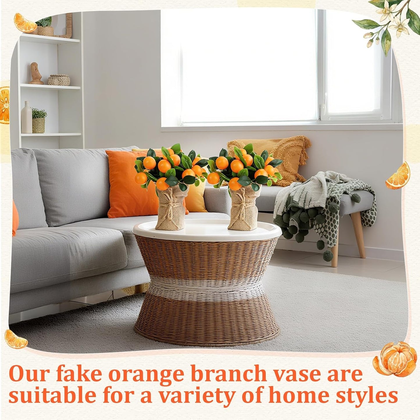 2 Pack Artificial Peach Potted Plants 21.65 Inches Fake Peach Tree Simulation Realistic Fruit Plant with Pot Faux Tree Indoor Decoration for Home Office Living Room Table Desk