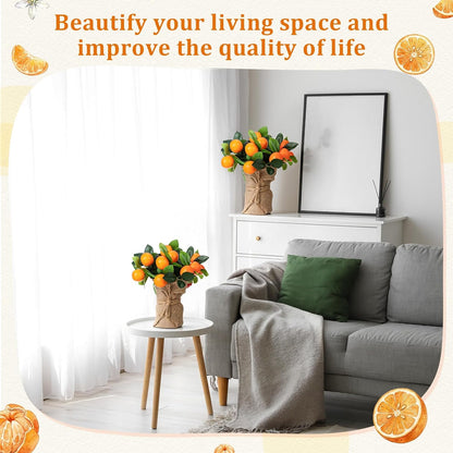 2 Pack Artificial Peach Potted Plants 21.65 Inches Fake Peach Tree Simulation Realistic Fruit Plant with Pot Faux Tree Indoor Decoration for Home Office Living Room Table Desk