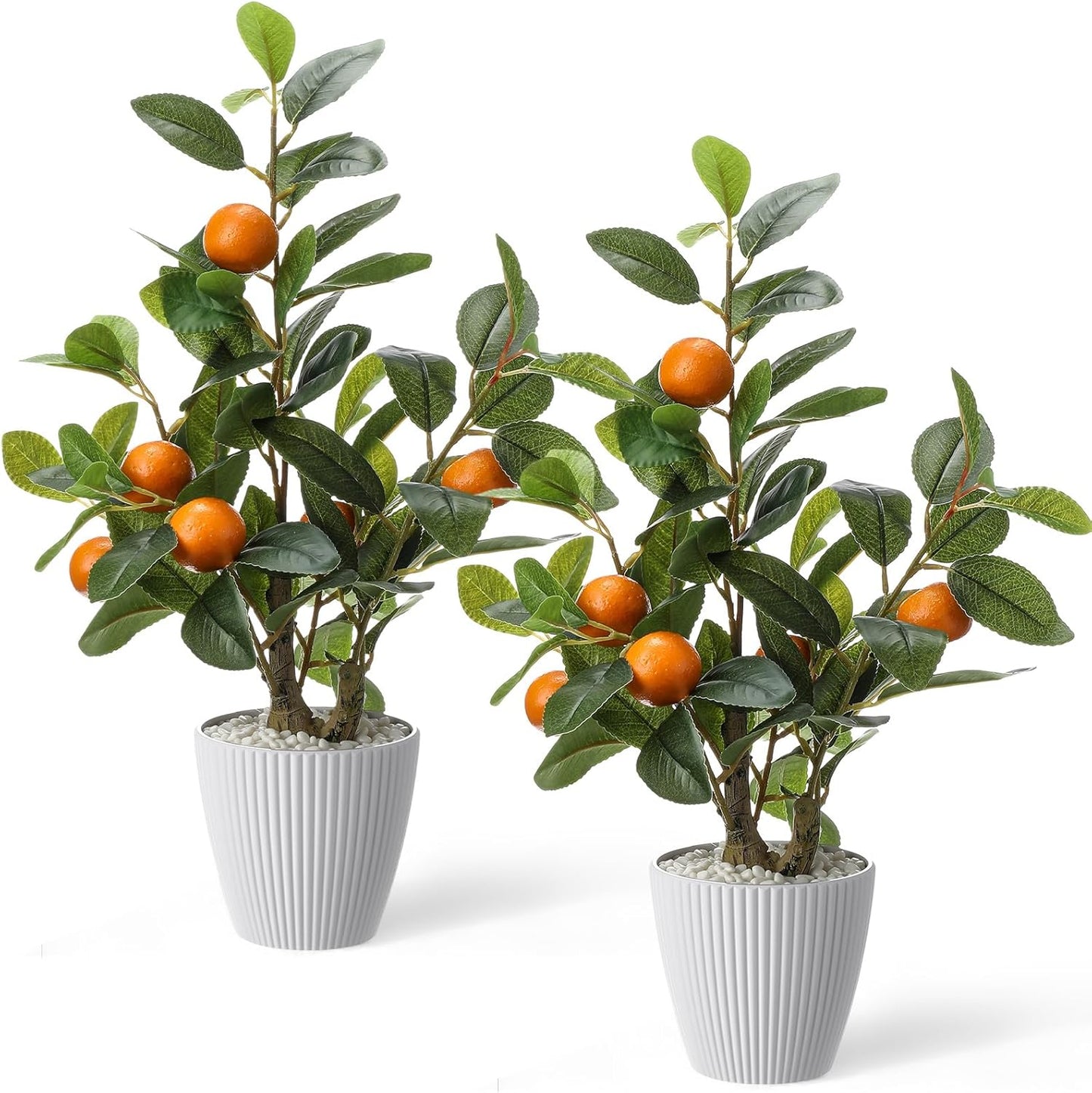 2 Pack Artificial Peach Potted Plants 21.65 Inches Fake Peach Tree Simulation Realistic Fruit Plant with Pot Faux Tree Indoor Decoration for Home Office Living Room Table Desk