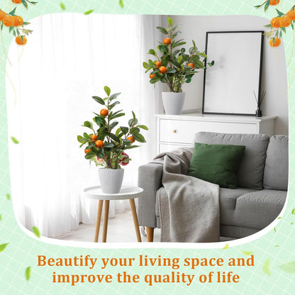 2 Pack Artificial Peach Potted Plants 21.65 Inches Fake Peach Tree Simulation Realistic Fruit Plant with Pot Faux Tree Indoor Decoration for Home Office Living Room Table Desk