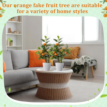 2 Pack Artificial Peach Potted Plants 21.65 Inches Fake Peach Tree Simulation Realistic Fruit Plant with Pot Faux Tree Indoor Decoration for Home Office Living Room Table Desk