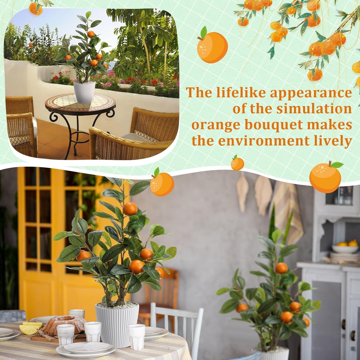 2 Pack Artificial Peach Potted Plants 21.65 Inches Fake Peach Tree Simulation Realistic Fruit Plant with Pot Faux Tree Indoor Decoration for Home Office Living Room Table Desk