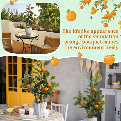 2 Pack Artificial Peach Potted Plants 21.65 Inches Fake Peach Tree Simulation Realistic Fruit Plant with Pot Faux Tree Indoor Decoration for Home Office Living Room Table Desk
