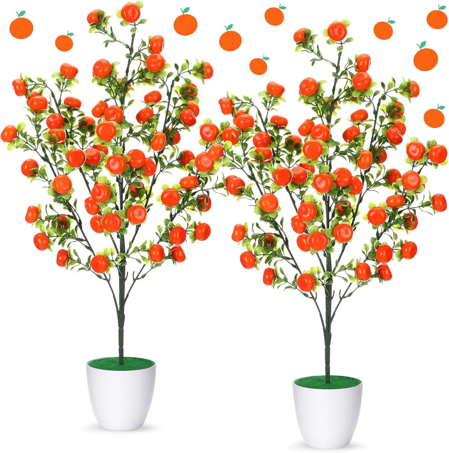 2 Pack Artificial Peach Potted Plants 21.65 Inches Fake Peach Tree Simulation Realistic Fruit Plant with Pot Faux Tree Indoor Decoration for Home Office Living Room Table Desk