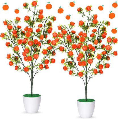 2 Pack Artificial Peach Potted Plants 21.65 Inches Fake Peach Tree Simulation Realistic Fruit Plant with Pot Faux Tree Indoor Decoration for Home Office Living Room Table Desk