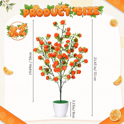 2 Pack Artificial Peach Potted Plants 21.65 Inches Fake Peach Tree Simulation Realistic Fruit Plant with Pot Faux Tree Indoor Decoration for Home Office Living Room Table Desk