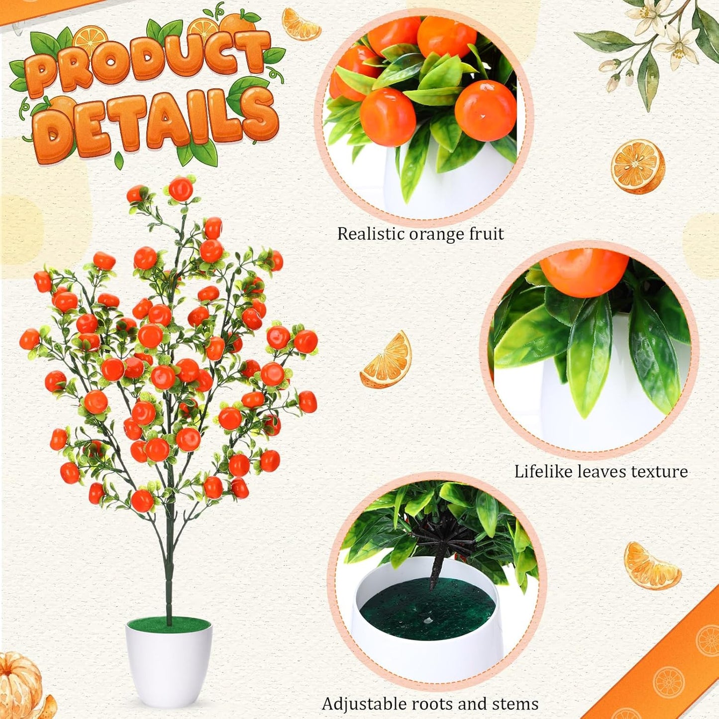 2 Pack Artificial Peach Potted Plants 21.65 Inches Fake Peach Tree Simulation Realistic Fruit Plant with Pot Faux Tree Indoor Decoration for Home Office Living Room Table Desk