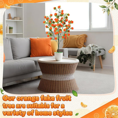 2 Pack Artificial Peach Potted Plants 21.65 Inches Fake Peach Tree Simulation Realistic Fruit Plant with Pot Faux Tree Indoor Decoration for Home Office Living Room Table Desk