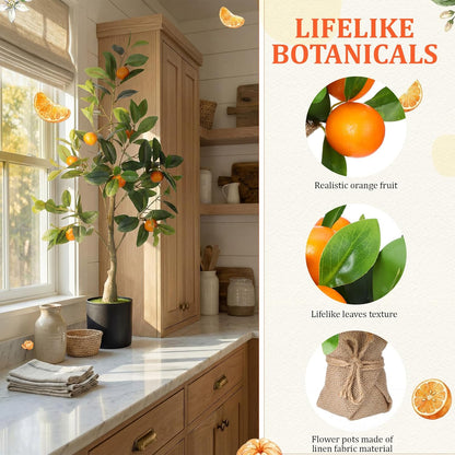 2 Pack Artificial Peach Potted Plants 21.65 Inches Fake Peach Tree Simulation Realistic Fruit Plant with Pot Faux Tree Indoor Decoration for Home Office Living Room Table Desk