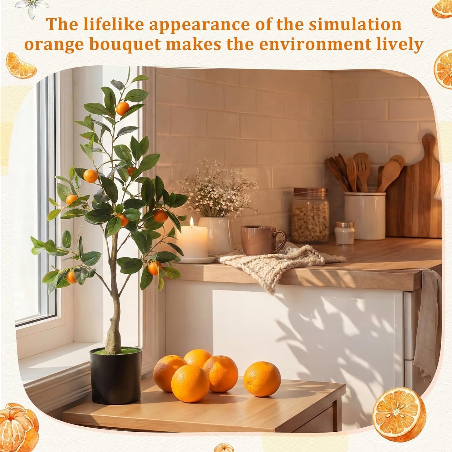 2 Pack Artificial Peach Potted Plants 21.65 Inches Fake Peach Tree Simulation Realistic Fruit Plant with Pot Faux Tree Indoor Decoration for Home Office Living Room Table Desk