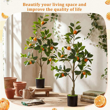 2 Pack Artificial Peach Potted Plants 21.65 Inches Fake Peach Tree Simulation Realistic Fruit Plant with Pot Faux Tree Indoor Decoration for Home Office Living Room Table Desk