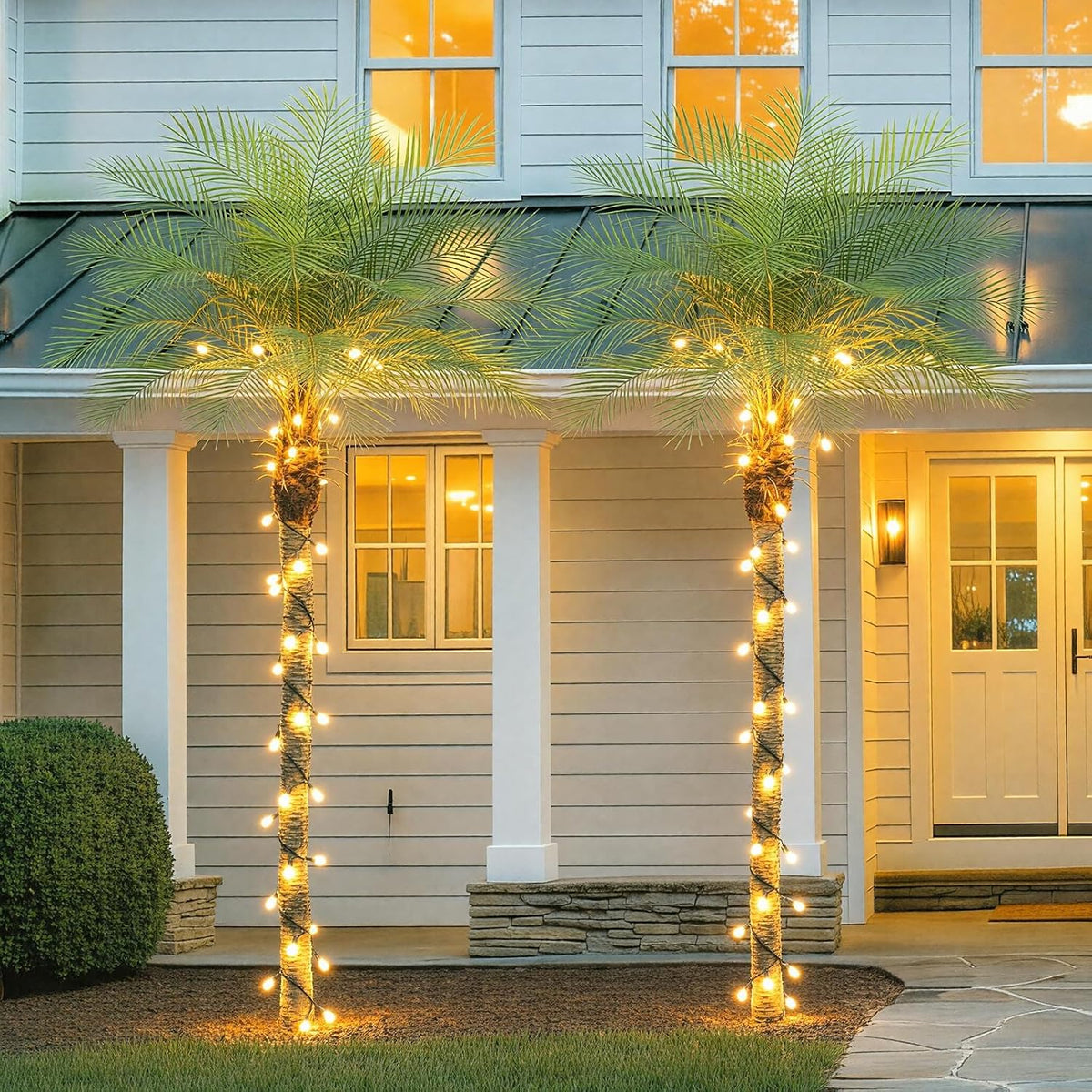 9ft Artificial Phoenix Palm Tree Tall Artificial Palm Trees with 21 Adjustable Leaves,Faux Phoenix Palm Plants for Outside Patio Pool Home Office Living Room Yard (2Pcs, 9ft)