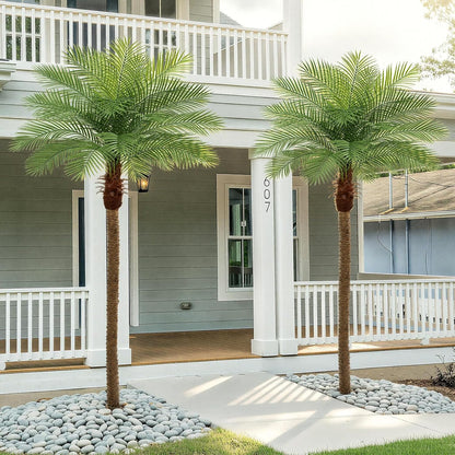 9ft Artificial Phoenix Palm Tree Tall Artificial Palm Trees with 21 Adjustable Leaves,Faux Phoenix Palm Plants for Outside Patio Pool Home Office Living Room Yard (2Pcs, 9ft)