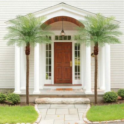 9ft Artificial Phoenix Palm Tree Tall Artificial Palm Trees with 21 Adjustable Leaves,Faux Phoenix Palm Plants for Outside Patio Pool Home Office Living Room Yard (2Pcs, 9ft)