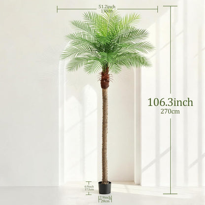 9ft Artificial Phoenix Palm Tree Tall Artificial Palm Trees with 21 Adjustable Leaves,Faux Phoenix Palm Plants for Outside Patio Pool Home Office Living Room Yard (2Pcs, 9ft)