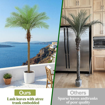 9ft Artificial Phoenix Palm Tree Tall Artificial Palm Trees with 21 Adjustable Leaves,Faux Phoenix Palm Plants for Outside Patio Pool Home Office Living Room Yard (2Pcs, 9ft)