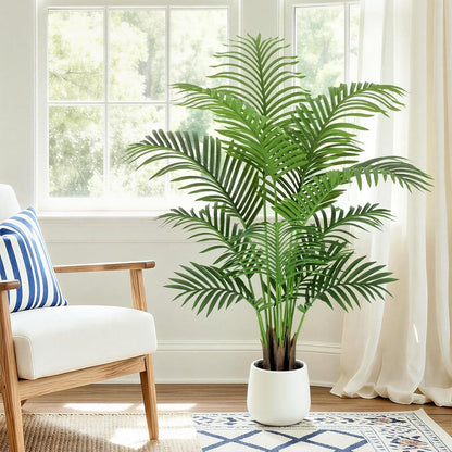 9ft Artificial Phoenix Palm Tree Tall Artificial Palm Trees with 21 Adjustable Leaves,Faux Phoenix Palm Plants for Outside Patio Pool Home Office Living Room Yard (2Pcs, 9ft)