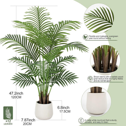 9ft Artificial Phoenix Palm Tree Tall Artificial Palm Trees with 21 Adjustable Leaves,Faux Phoenix Palm Plants for Outside Patio Pool Home Office Living Room Yard (2Pcs, 9ft)