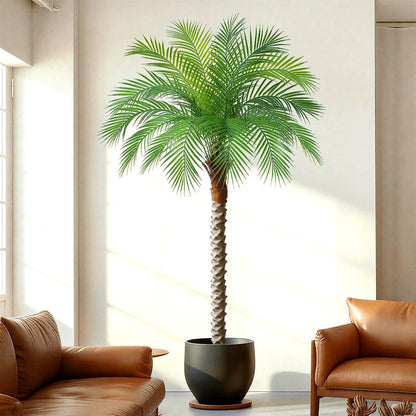 9ft Artificial Phoenix Palm Tree Tall Artificial Palm Trees with 21 Adjustable Leaves,Faux Phoenix Palm Plants for Outside Patio Pool Home Office Living Room Yard (2Pcs, 9ft)