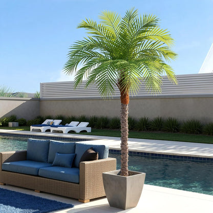 9ft Artificial Phoenix Palm Tree Tall Artificial Palm Trees with 21 Adjustable Leaves,Faux Phoenix Palm Plants for Outside Patio Pool Home Office Living Room Yard (2Pcs, 9ft)