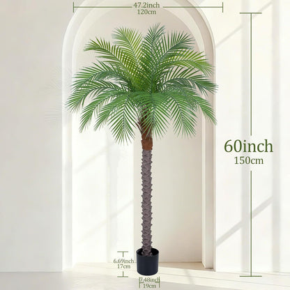 9ft Artificial Phoenix Palm Tree Tall Artificial Palm Trees with 21 Adjustable Leaves,Faux Phoenix Palm Plants for Outside Patio Pool Home Office Living Room Yard (2Pcs, 9ft)