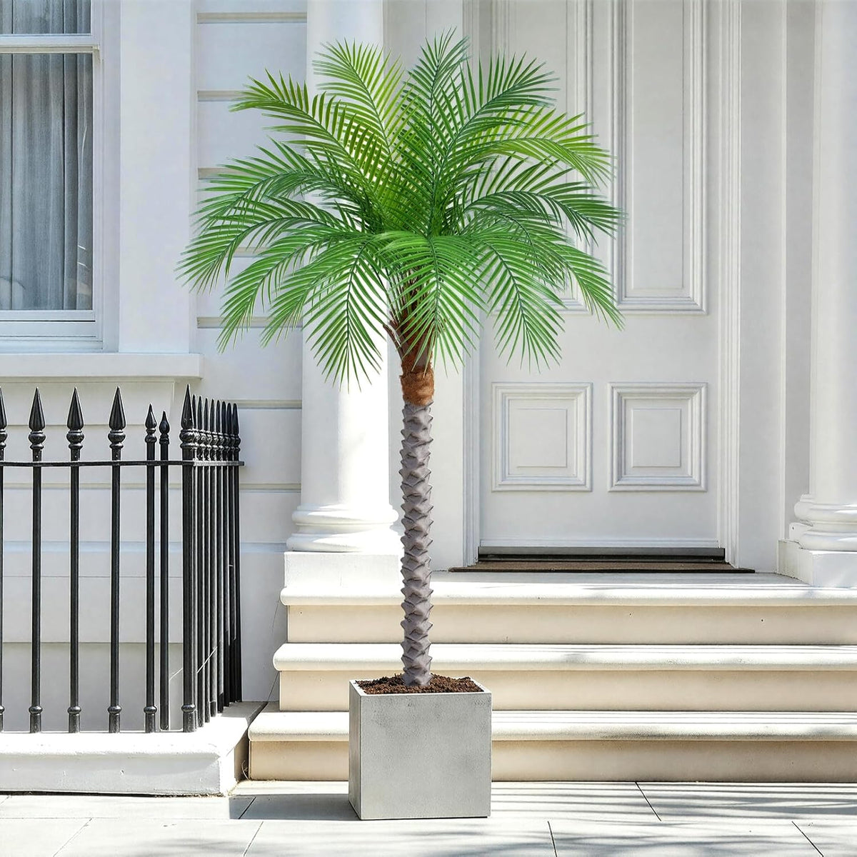 9ft Artificial Phoenix Palm Tree Tall Artificial Palm Trees with 21 Adjustable Leaves,Faux Phoenix Palm Plants for Outside Patio Pool Home Office Living Room Yard (2Pcs, 9ft)