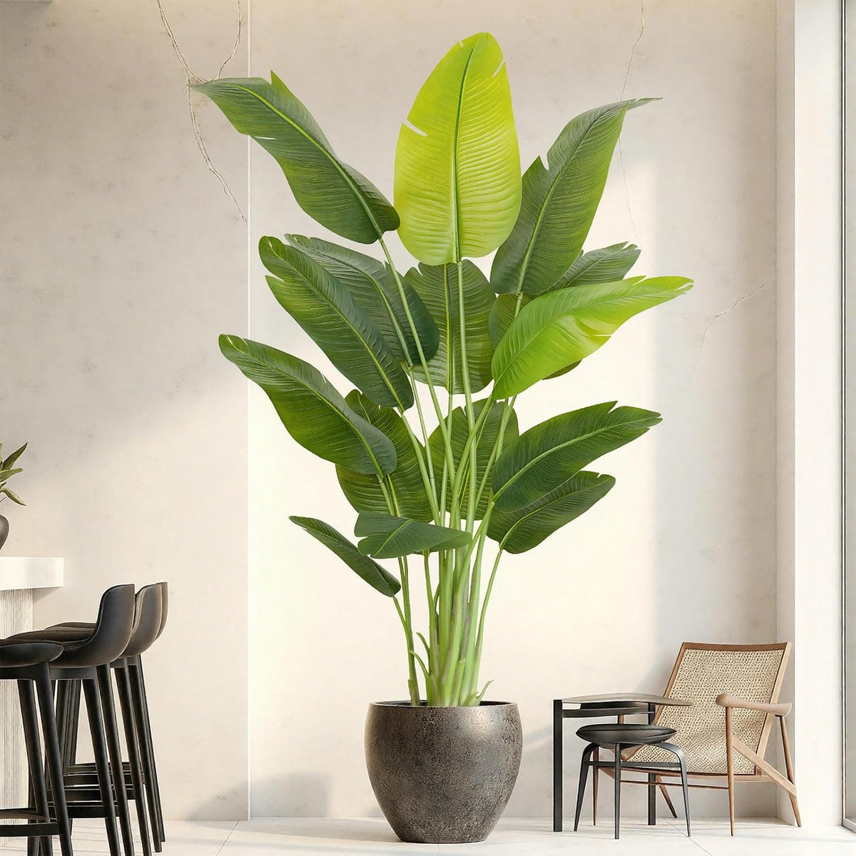 9ft Artificial Phoenix Palm Tree Tall Artificial Palm Trees with 21 Adjustable Leaves,Faux Phoenix Palm Plants for Outside Patio Pool Home Office Living Room Yard (2Pcs, 9ft)