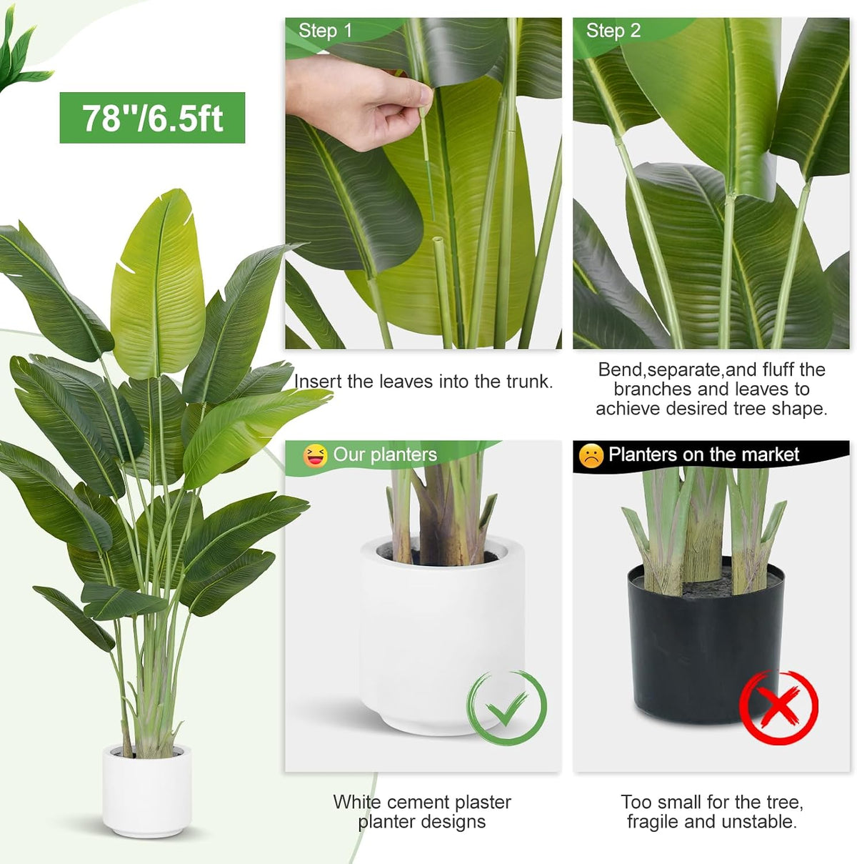 9ft Artificial Phoenix Palm Tree Tall Artificial Palm Trees with 21 Adjustable Leaves,Faux Phoenix Palm Plants for Outside Patio Pool Home Office Living Room Yard (2Pcs, 9ft)
