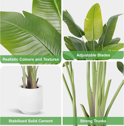 9ft Artificial Phoenix Palm Tree Tall Artificial Palm Trees with 21 Adjustable Leaves,Faux Phoenix Palm Plants for Outside Patio Pool Home Office Living Room Yard (2Pcs, 9ft)