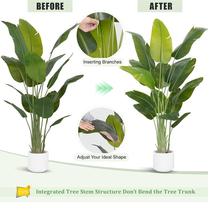 9ft Artificial Phoenix Palm Tree Tall Artificial Palm Trees with 21 Adjustable Leaves,Faux Phoenix Palm Plants for Outside Patio Pool Home Office Living Room Yard (2Pcs, 9ft)