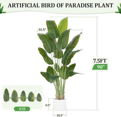 9ft Artificial Phoenix Palm Tree Tall Artificial Palm Trees with 21 Adjustable Leaves,Faux Phoenix Palm Plants for Outside Patio Pool Home Office Living Room Yard (2Pcs, 9ft)