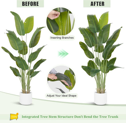 9ft Artificial Phoenix Palm Tree Tall Artificial Palm Trees with 21 Adjustable Leaves,Faux Phoenix Palm Plants for Outside Patio Pool Home Office Living Room Yard (2Pcs, 9ft)