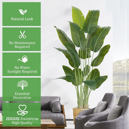 9ft Artificial Phoenix Palm Tree Tall Artificial Palm Trees with 21 Adjustable Leaves,Faux Phoenix Palm Plants for Outside Patio Pool Home Office Living Room Yard (2Pcs, 9ft)